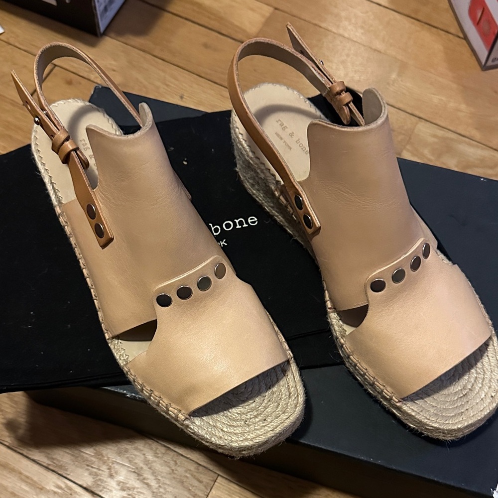 Rag & Bone Beige Leather Espadrille Sandals